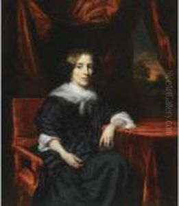 Portrait Of A Lady In Black Dress by Nicolaes Maes
