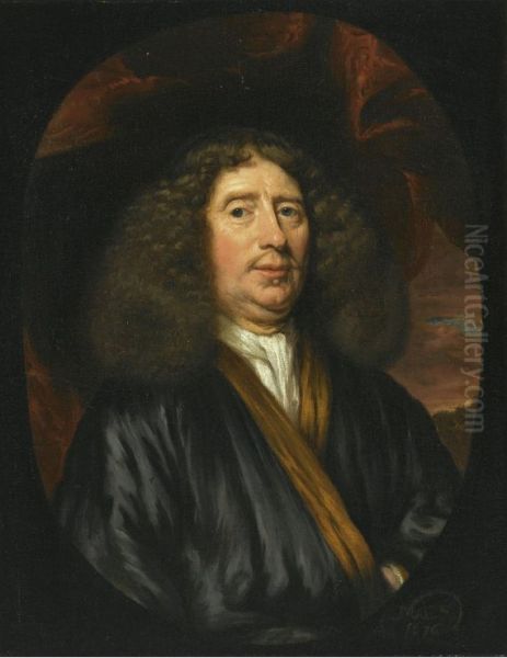 Portrait Of A Gentleman, Half-length, Wearing A Dark Blue Coat With A White Chemise - view 1
