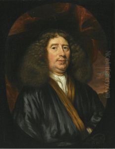 Portrait Of A Gentleman, Half-length, Wearing A Dark Blue Coat With A White Chemise by Nicolaes Maes