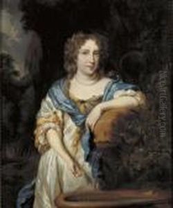 Portrait Of A Lady, Three-quarter-length, In A Satin Dress