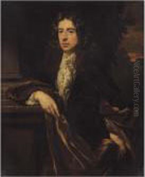 Portrait Of A Gentleman, 
Three-quarter Length, With A Hand On His Hip And The Other Resting On A 
Pedestal - view 1