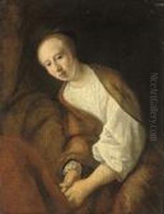 A Young Woman In An Interior: A Fragment by Nicolaes Maes
