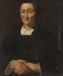 Portrait Of An Old Lady, Half-length, In A Black Shawl by Nicolaes Maes