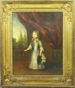Portrait Of Young Girl In Ivory Lace Dress Holding Black Hat by Nicolaes Maes