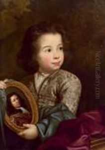 Ritratto Di Bambino Con Un Medaglione Ritratto Fra Le Mani by Nicolaes Maes