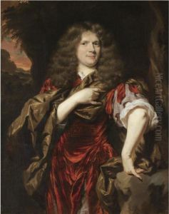Portrait Of Laurence Hyde, 1st 
Earl Of Rochester (1641-1711), Three-quarter Length, Wearing A Red Tunic
 And Standing In A Landscape