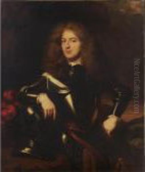 A Portrait Of Joseph Hieronymus 
Hoeufft (1657-1700) At The Age Of 22, Standing Three-quarter Length, 
Wearing Armour, In A Park Setting - view 1