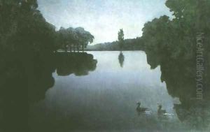 Pond at Night by Henryk Piatkowski