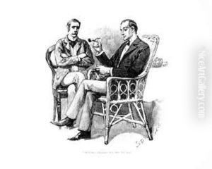 Holmes pulled out his Watch, illustration from The Greek Interpreter by Arthur Conan Doyle (1859-1930, published in Strand Magazine, September 1893 by Sidney Paget