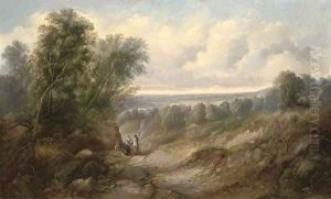 Figures resting in an extensive landscape