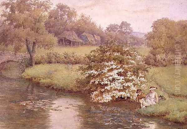 Children Playing by a Stream - view 1