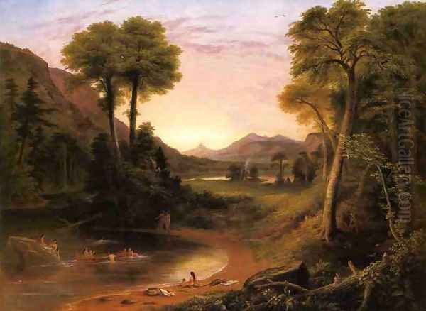 Indians Bathing - A Scene of New England - view 1