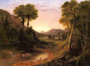 Indians Bathing - A Scene of New England by Henry Cheever(s) Pratt