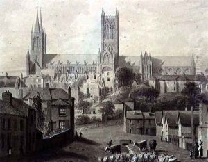 Lincoln Cathedral from the South by Augustus Charles Pugin