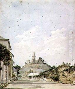 View of a Ruined Castle by Augustus Charles Pugin
