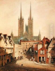 Lincoln Cathedral, before 1808 by Augustus Charles Pugin