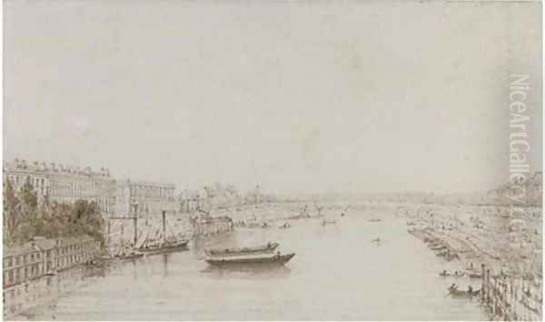 Pont Louis XVI from the Pont Royal, Paris - view 1