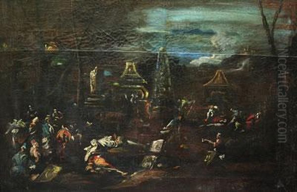 Paesaggio Notturno Con Figure - view 1