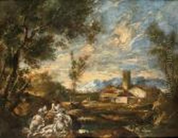 Monks In An Italianate Landscape - view 1