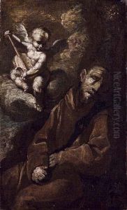 San Francesco In Estasi Con Un Angioletto by Alessandro Magnasco