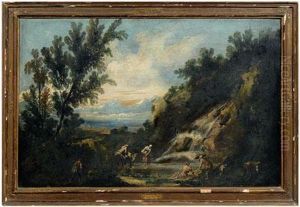 Pastoral Landscape With Figures by Alessandro Magnasco