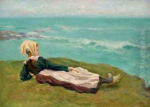 Jeune bretonne allongee by Jean-Bertrand Pegot-Ogier