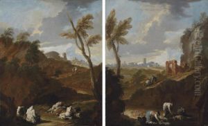 Monks Studying In A Landscape