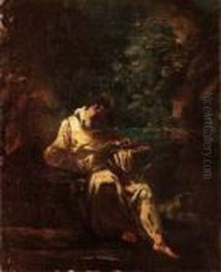 Frate Adorante Il Crocifisso by Alessandro Magnasco