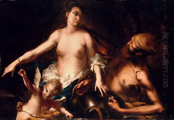 Venus At The Forge Of Vulcan With Cupid Blindfolded - view 1