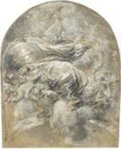 Recto: God The Father In Glory 
Verso: The Madonna And Child Blessing A Kneeling Monk (st. Francis?) by Alessandro Magnasco