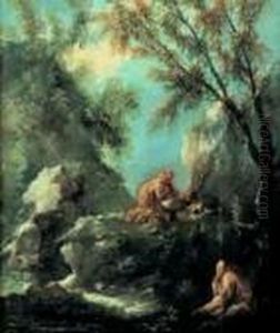Paesaggio Con Frati by Alessandro Magnasco