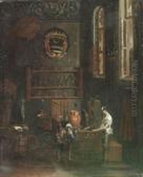 Beggar Children At A Pharmacist With A Coat-of-arms Displayed Onthe Far Wall - view 1