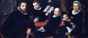 The Amsterdam Publisher Laurens Jacobszoon with his Wife and Sons, 1598 by Pieter Pietersz