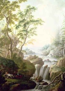 A Rocky Woodland Landscape with a Waterfall by Johan the Elder Pasch