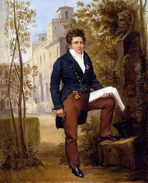 Portrait Of Nicolas-Pierre Tiolier Standing In The Gardens At The Villa Medici - view 1