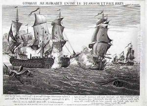 The Memorable Combat Between Captain Pearson, the Commander of The Serapis and John Paul Jones, Commander of Le Bonhomme Richard, 22nd September 1779, engraved by Balthasar Frederic Loizel by Richard Paton