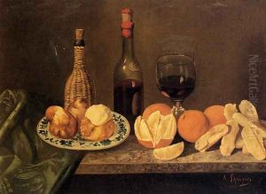 Still Life With Fruit And Oriental China I by Adolphe Phalipon