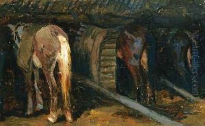 Horses in a Stable by Ruggero Panerai