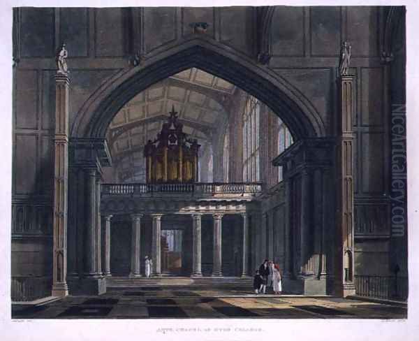 Ante-Chapel of Eton College, from History of Eton College, part of History of the Colleges, engraved by Daniel Havell 1785-1826 pub. by R. Ackermann, 1816 - view 1