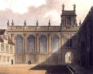 Exterior of Trinity College Chapel, illustration from the History of Oxford, engraved by J. Bluck fl.1791-1831 pub. by R. Ackermann, 1813 by Augustus Charles Pugin