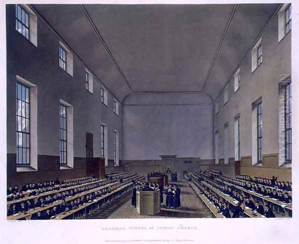 Grammar School of Christ Church, from History of Christs Hospital, part of History of the Colleges, engraved by Joseph Constantine Stadler fl.1780-1812 pub. by R. Ackermann, 1816 - view 1
