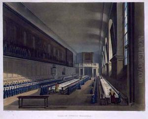Hall of Christ Hospital, from History of Christs Hospital', part of History of the Colleges, engraved by Joseph Constantine Stadler fl.1780-1812 pub. by R. Ackermann, 1816 by Augustus Charles Pugin