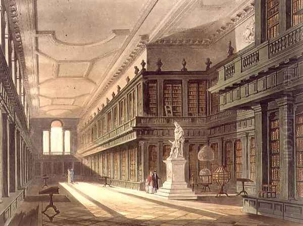 Interior of the Library of All Souls College, illustration from the History of Oxford, engraved by J. Bluck fl.1791-1831 pub. by R. Ackermann, 1814 - view 1