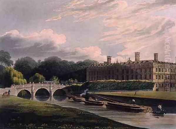 Exterior of Clare Hall, Cambridge, from The History of Cambridge, engraved by J. Bluck fl.1791-1831, pub. by R. Ackermann, 1815 - view 1