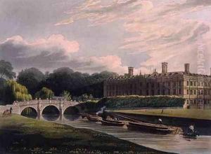 Exterior of Clare Hall, Cambridge, from The History of Cambridge, engraved by J. Bluck fl.1791-1831, pub. by R. Ackermann, 1815
