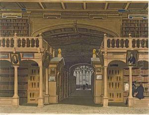 Interior of the Bodleian Library, illustration from the History of Oxford, engraved by Joseph Constantine Stadler fl.1780-1812 pub. by R. Ackermann, 1813 by Augustus Charles Pugin