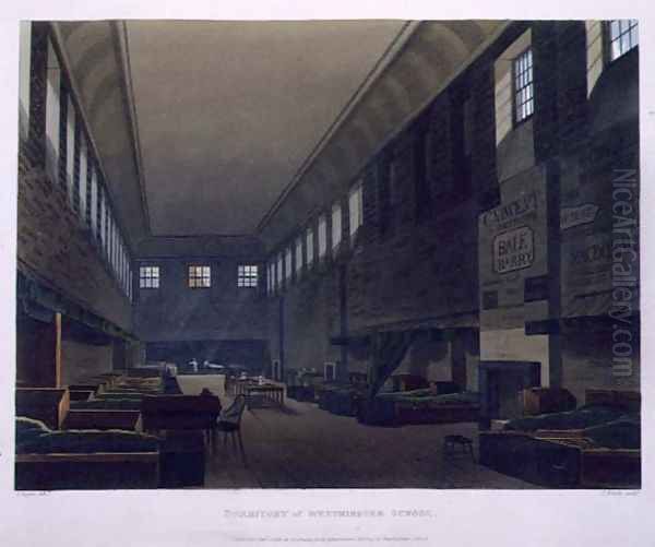 Dormitory of Westminster School, from History of Westminster School, part of History of thuck fl.1791-1831 pub. by R. Ackermann, 1816 - view 1