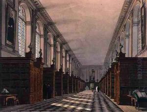 Interior of Trinity College Library, Cambridge, from The History of Cambridge, engraved by Daniel Havell 1785-1826, pub. by R. Ackermann, 1815 by Augustus Charles Pugin