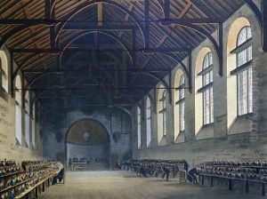 Westminster School Room, from History of Westminster School, part of History of the Colleges, engraved by Joseph Constantine Stadler fl.1780-1812 pub. by R. Ackermann, 1816 by Augustus Charles Pugin