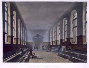 The Merchant Taylors School Room, from History of Merchant Taylors School, part of History of the Colleges, engraved by Joseph Constantine Stadler fl.1780-1812 pub. by R. Ackermann, 1816 by Augustus Charles Pugin